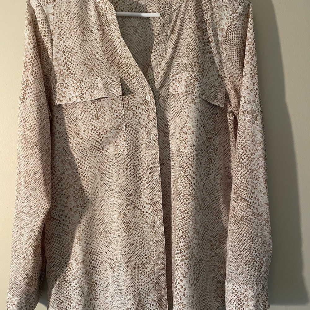 Calvin Klein Stylish Beige Snake Print Women's Top